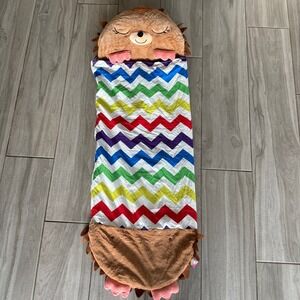 Happy Nappers Sleeping Bag Kids Standard Brown Rainbow Chevron Hedgehog Plush